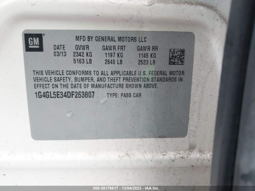 2013 BUICK LACROSSE - 1G4GL5E34DF263807