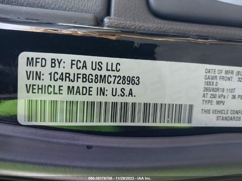 2021 JEEP GRAND CHEROKEE LIMITED 4X4 - 1C4RJFBGMMC728963