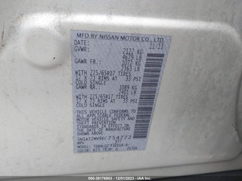 2014 NISSAN ROGUE SV - 5N1AT2MV9EC754772