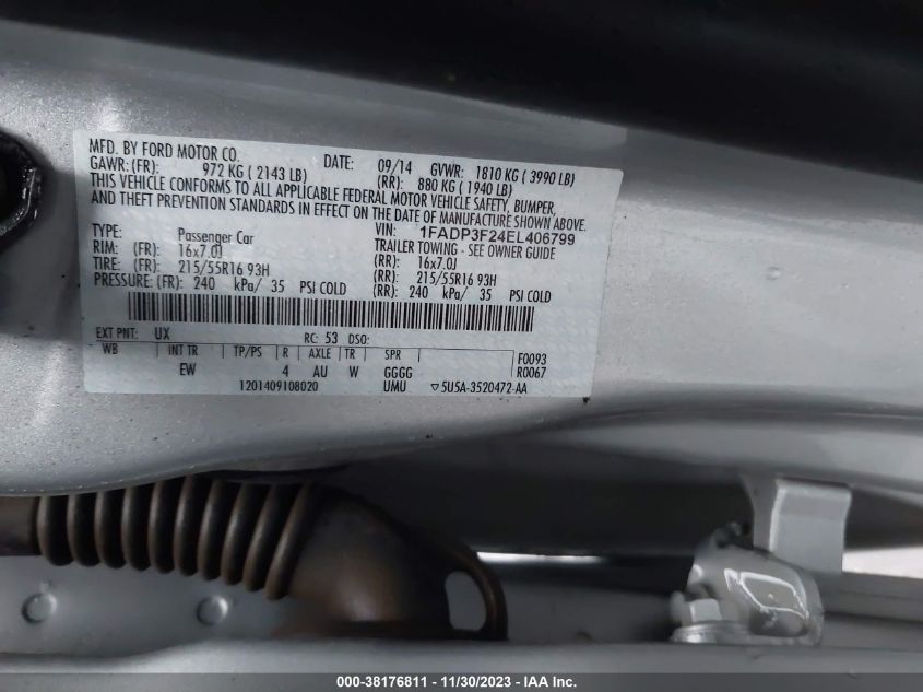 2014 FORD FOCUS SE - 1FADP3F24EL406799