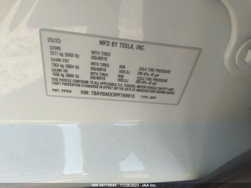 2023 TESLA MODEL Y - 7SAYGAEE3PF789915
