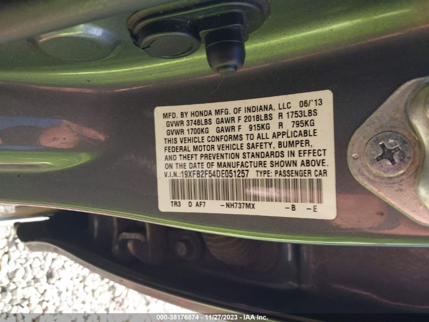 2013 HONDA CIVIC LX - 19XFB2F54DE051257