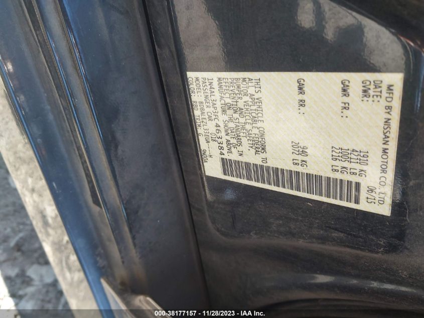 2015 NISSAN ALTIMA 2.5 S - 1N4AL3AP3FC463384