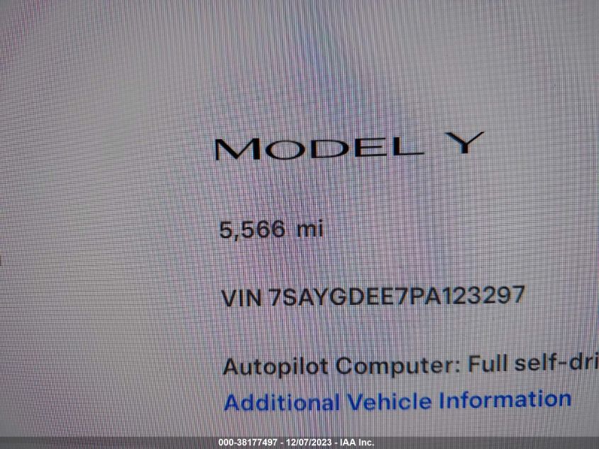 2023 TESLA MODEL Y - 7SAYGDEE7PA123297