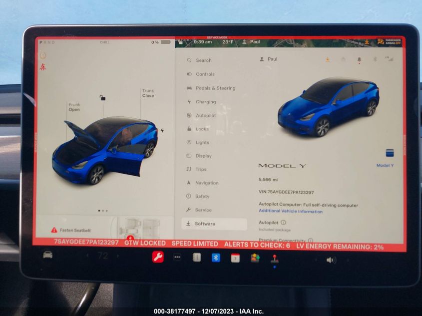 2023 TESLA MODEL Y - 7SAYGDEE7PA123297