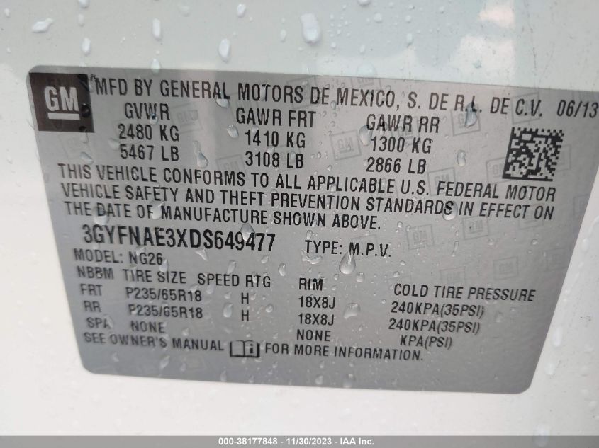 2013 CADILLAC SRX STANDARD - 3GYFNAE3XDS649477