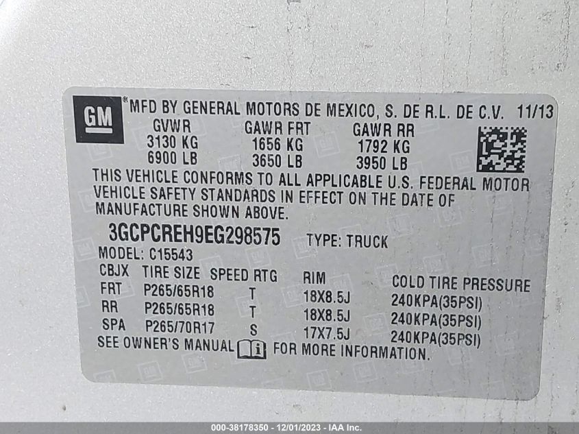 2014 CHEVROLET SILVERADO 1500 1LT - 3GCPCREH9EG298575
