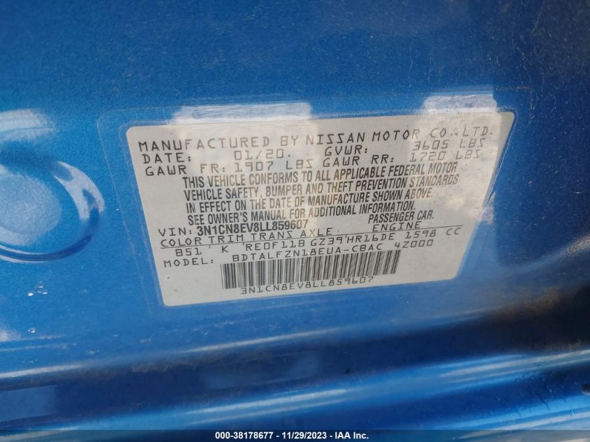 2020 NISSAN VERSA SV - 3N1CN8EV8LL859607