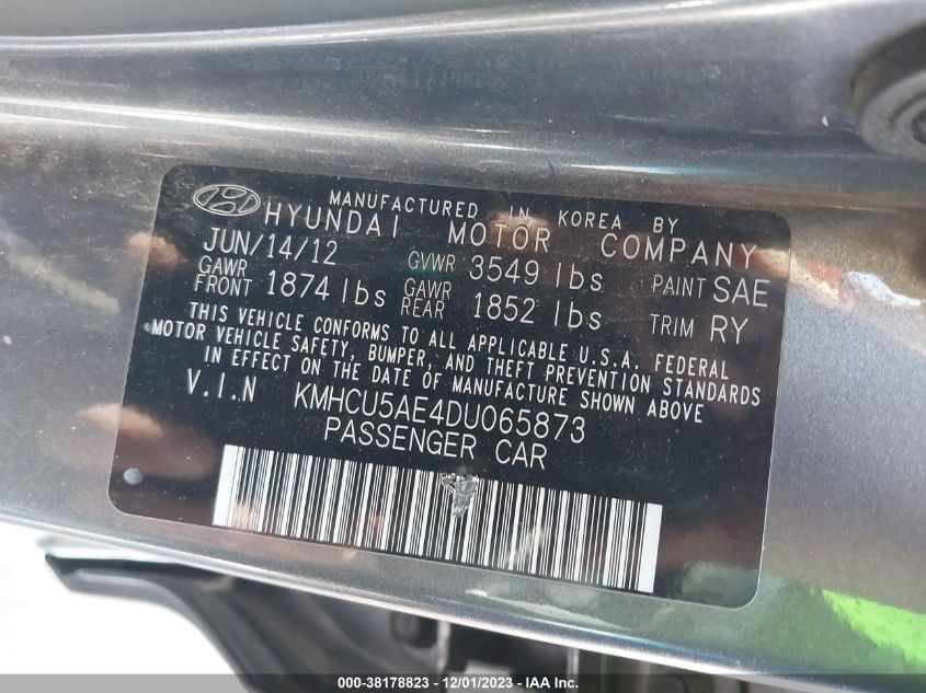 2013 HYUNDAI ACCENT SE - KMHCU5AE4DU065873