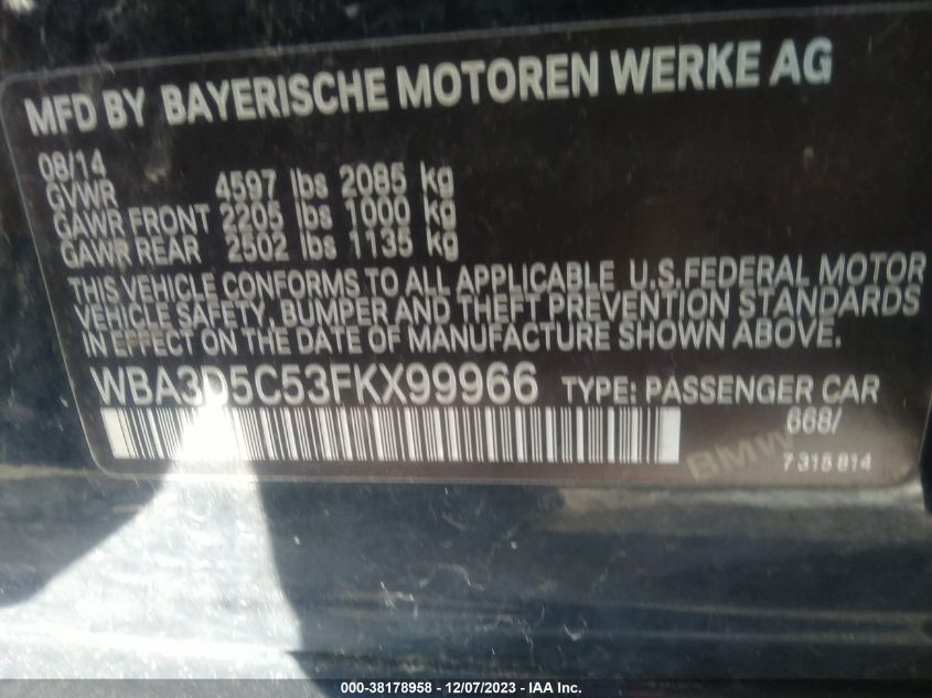 2015 BMW 328D XDRIVE WBA3D5C53FKX99966