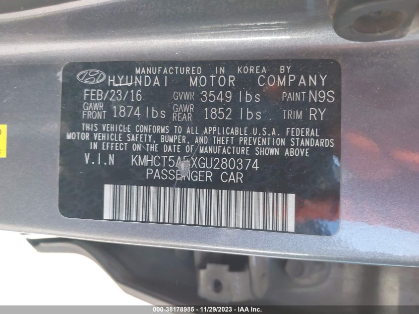 2016 HYUNDAI ACCENT SE - KMHCT5AEXGU280374