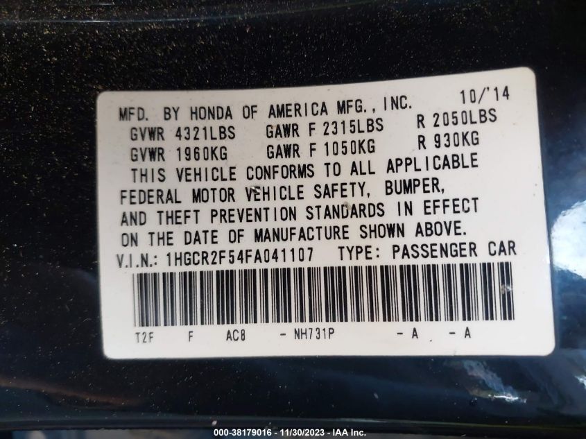 2015 HONDA ACCORD SPORT - 1HGCR2F54FA041107