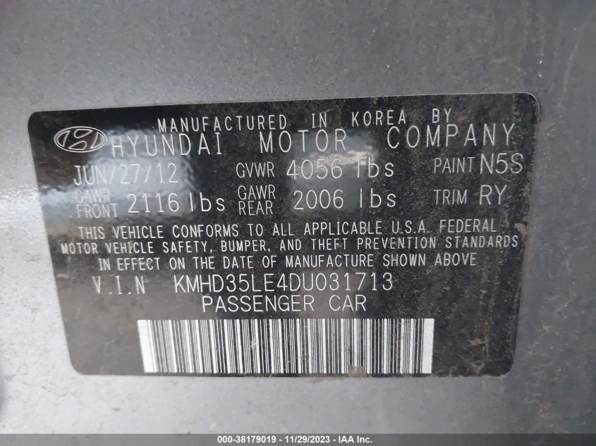 2013 HYUNDAI ELANTRA GT - KMHD35LE4DU031713