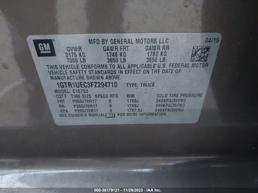 2015 GMC SIERRA 1500 SLE - 1GTR1UEC3FZ294710