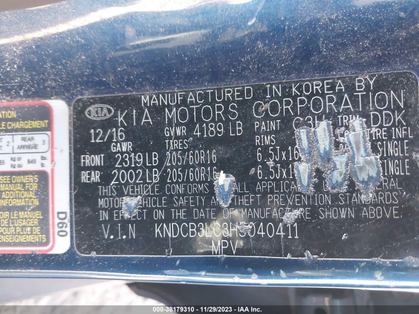 2017 KIA NIRO FE/LX - KNDCB3LC3H5040411