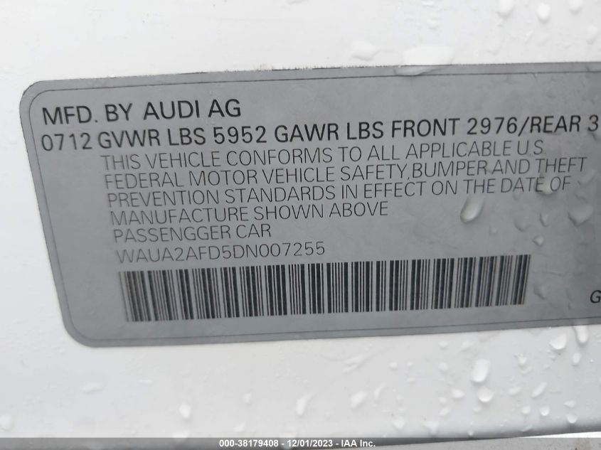 2013 AUDI A8 QUATTRO - WAUA2AFD5DN007255