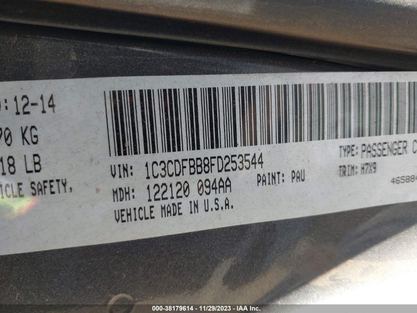 2015 DODGE DART SXT - 1C3CDFBB8FD253544