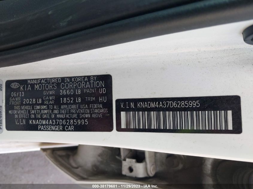 2013 KIA RIO LX - KNADM4A37D6285995