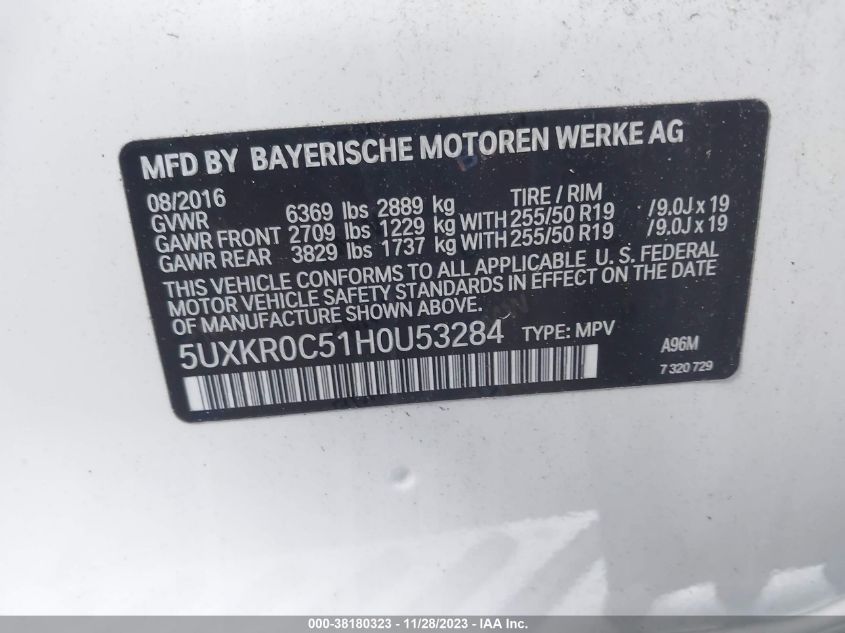 5UXKR0C51H0U53284 2017 BMW X5, photo no. 9