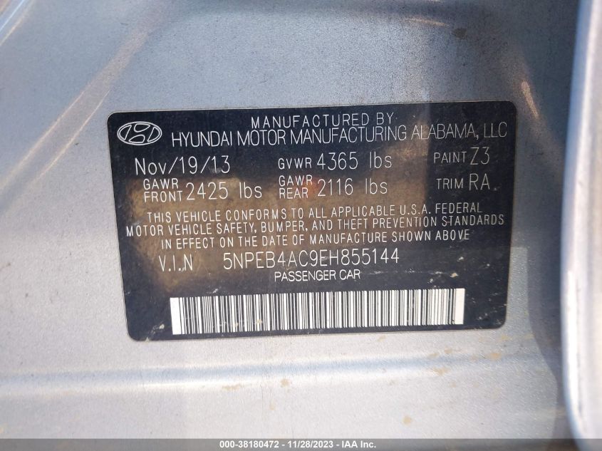 2014 HYUNDAI SONATA GLS - 5NPEB4AC9EH855144