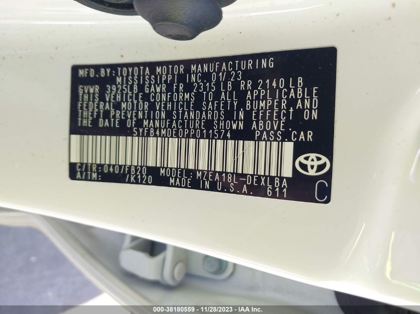 2023 TOYOTA COROLLA LE - 5YFB4MDE0PP011574