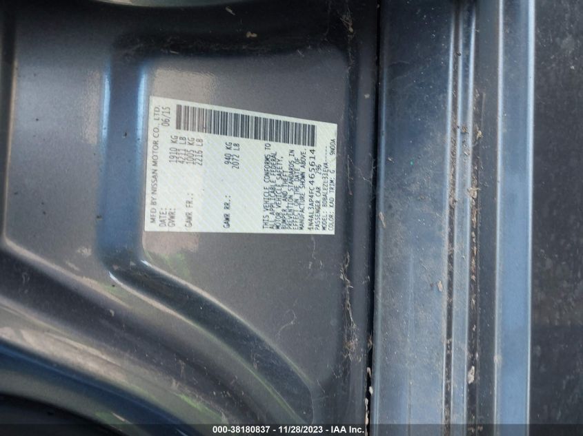 2015 NISSAN ALTIMA 2.5/S/SV/SL - 1N4AL3AP4FC465614
