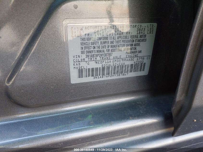 2017 NISSAN SENTRA S/SV/SR/SL - 3N1AB7AP2HY387867