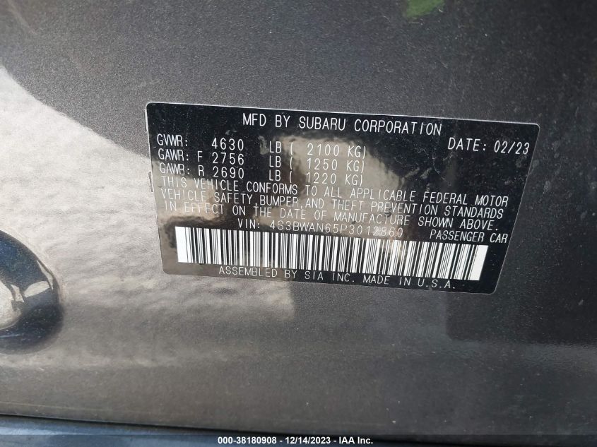 2023 SUBARU LEGACY LIMITED - 4S3BWAN65P3012860
