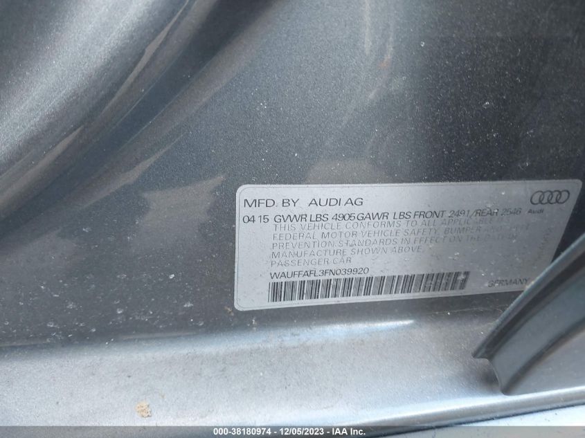 2015 AUDI A4 PREMIUM PLUS - WAUFFAFL3FN039920