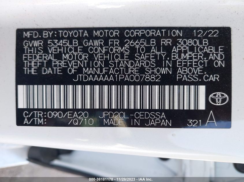 2023 TOYOTA MIRAI XLE JTDAAAAA1PA007882