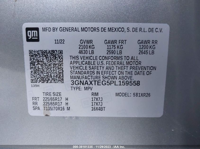 2023 CHEVROLET EQUINOX AWD 2FL - 3GNAXTEG5PL159558