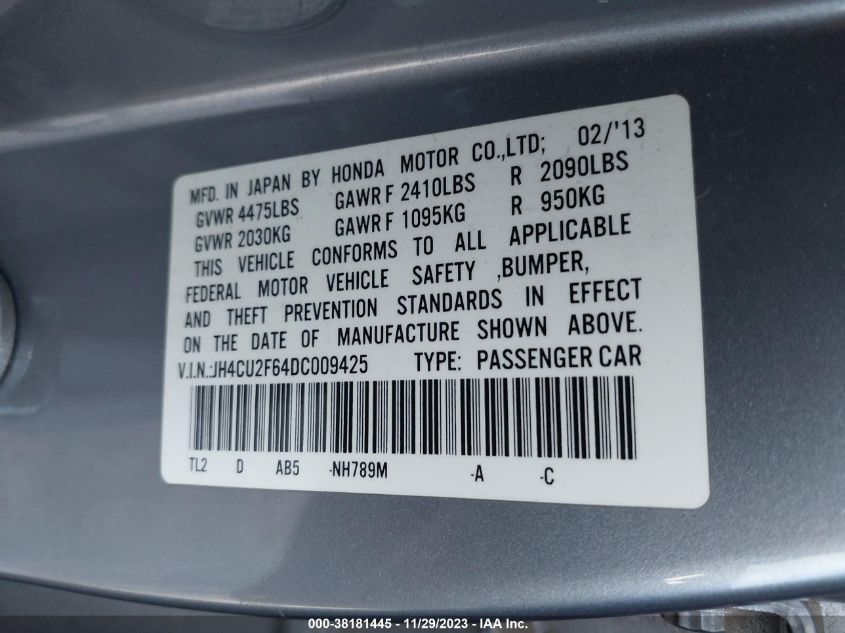 2013 ACURA TSX 2.4 JH4CU2F64DC009425
