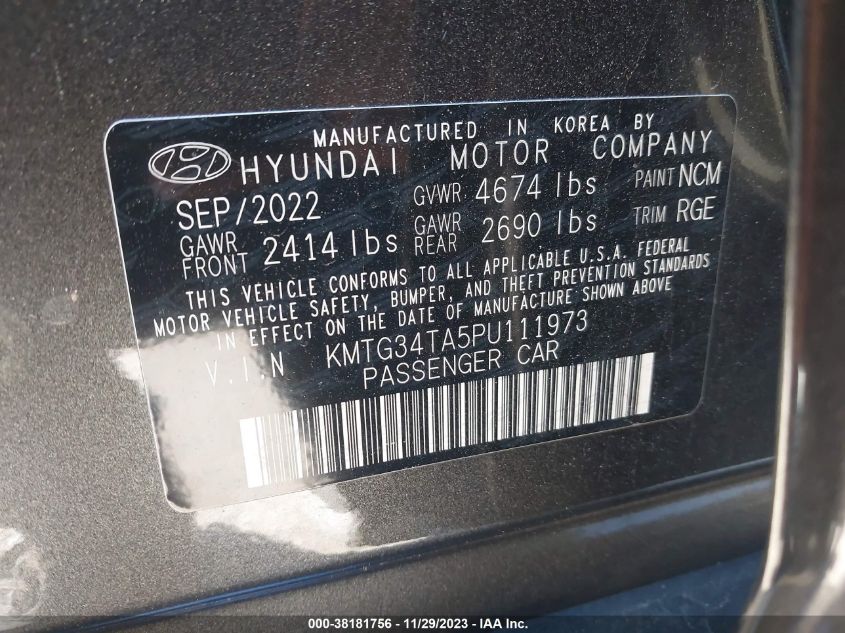 2023 GENESIS G70 PRESTIGE - KMTG34TA5PU111973