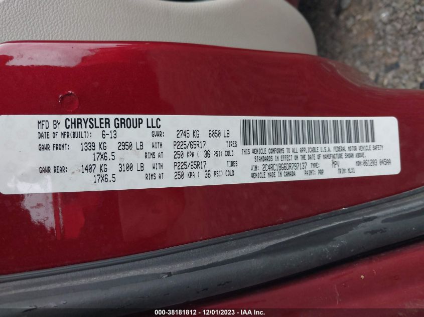 2013 CHRYSLER TOWN & COUNTRY TOURING - 2C4RC1BG6DR797137