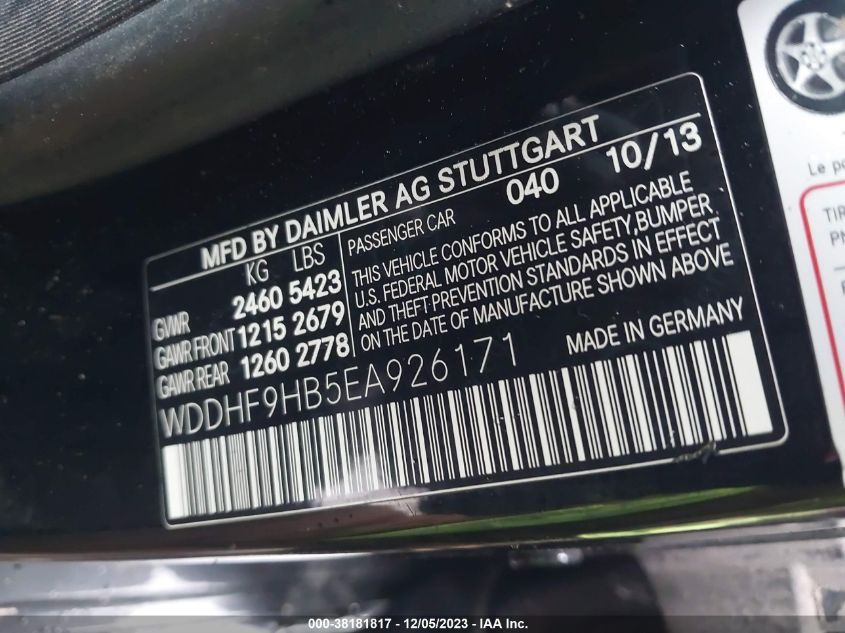 2014 MERCEDES-BENZ E 250 BLUETEC 4MATIC WDDHF9HB5EA926171