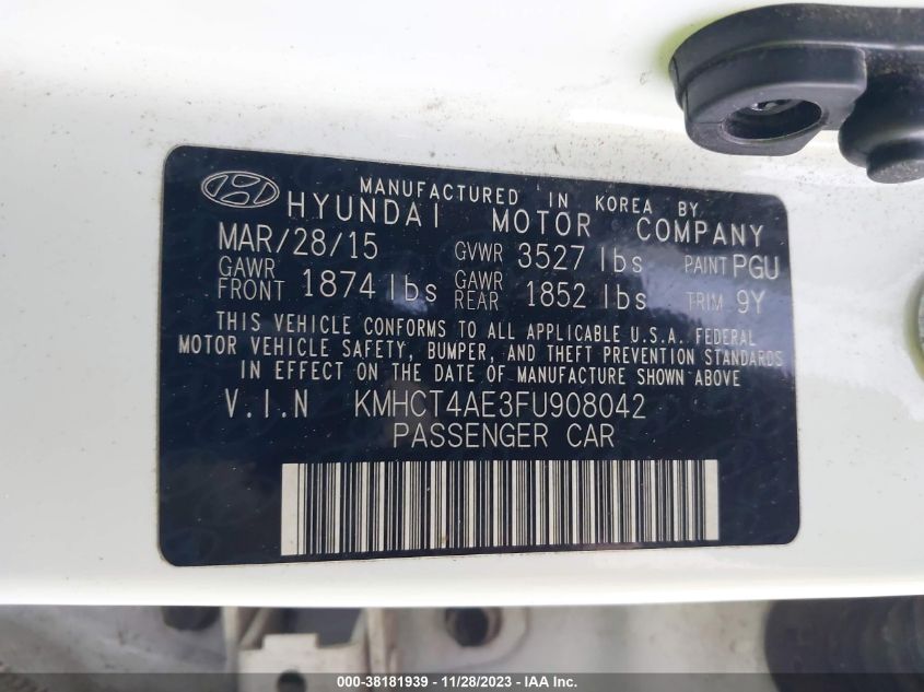 2015 HYUNDAI ACCENT GLS - KMHCT4AE3FU908042
