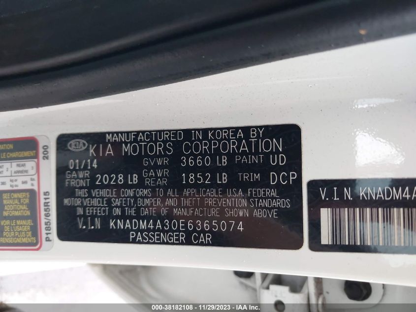 2014 KIA RIO LX - KNADM4A30E6365074