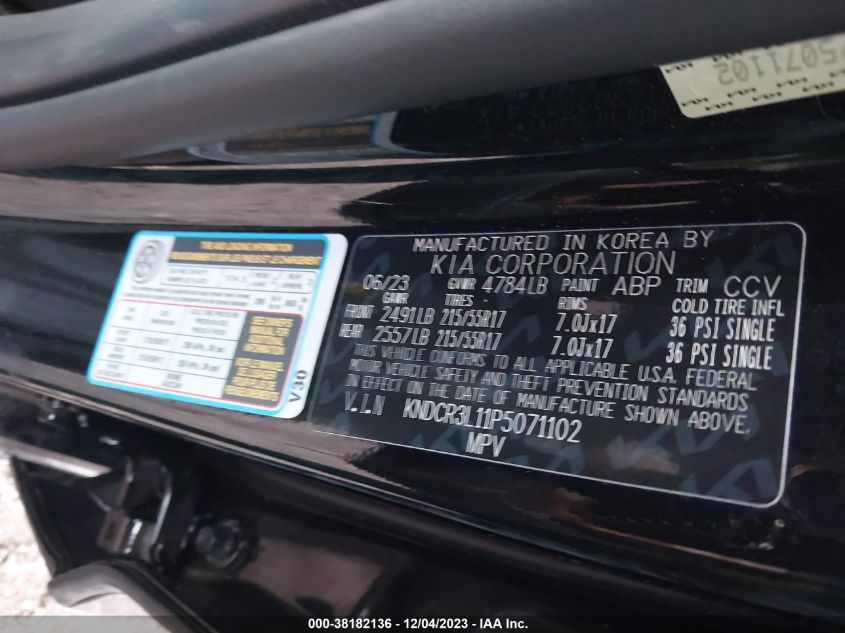 2023 KIA NIRO EV WIND KNDCR3L11P5071102