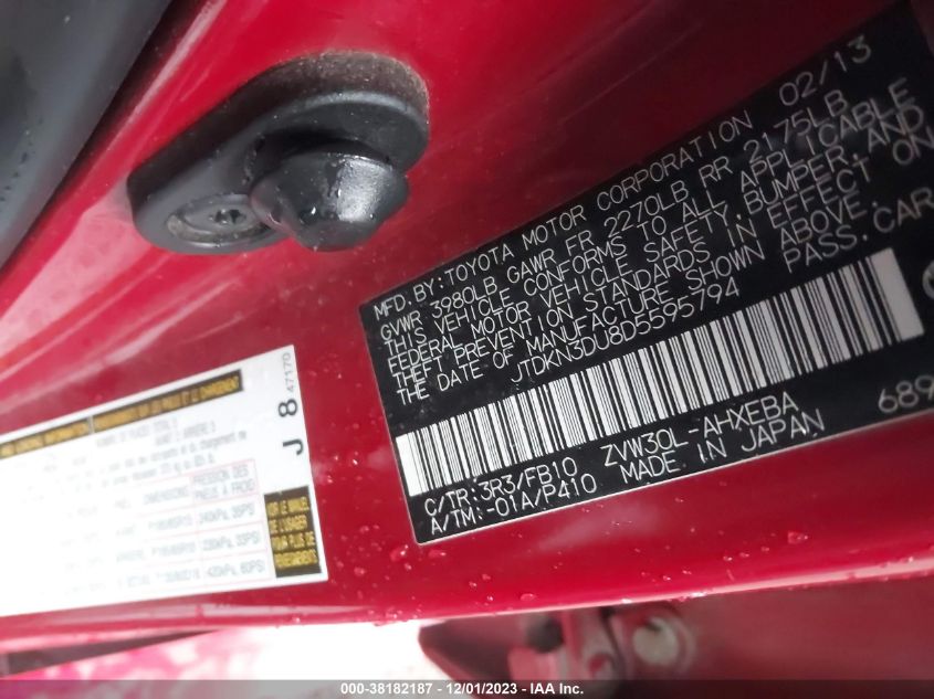 2013 TOYOTA PRIUS - JTDKN3DU8D5595794
