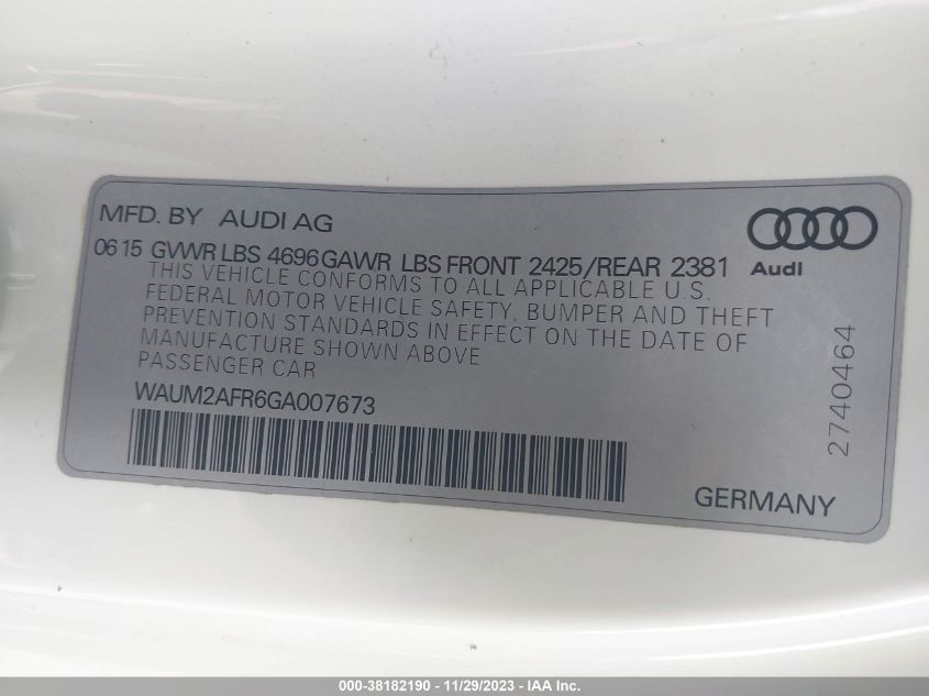 WAUM2AFR6GA007673 2016 AUDI A5, photo no. 9