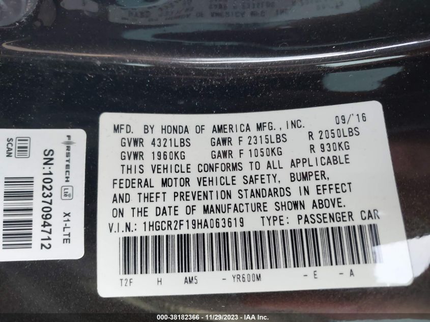 2017 HONDA ACCORD SPORT SPECIAL EDITION - 1HGCR2F19HA063619