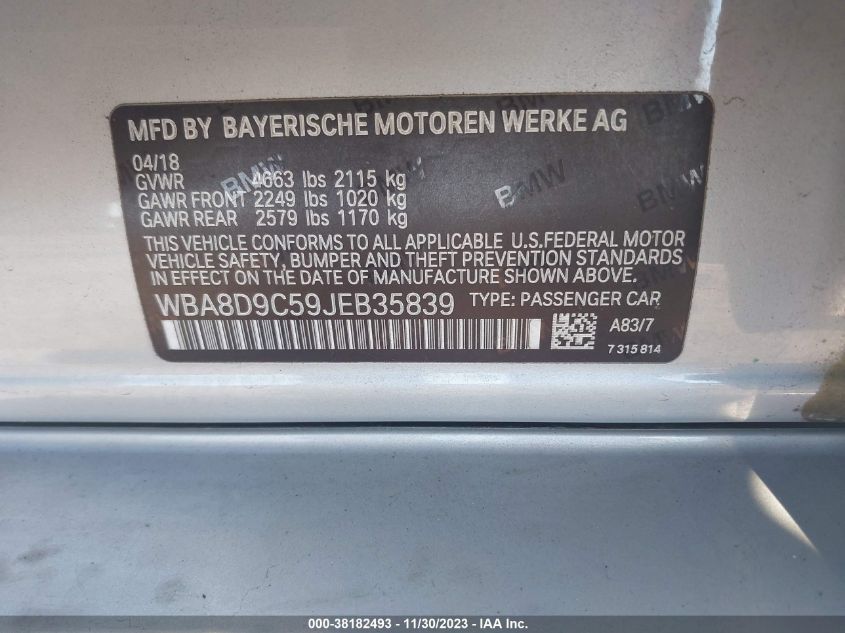 2018 BMW 330I XDRIVE - WBA8D9C59JEB35839