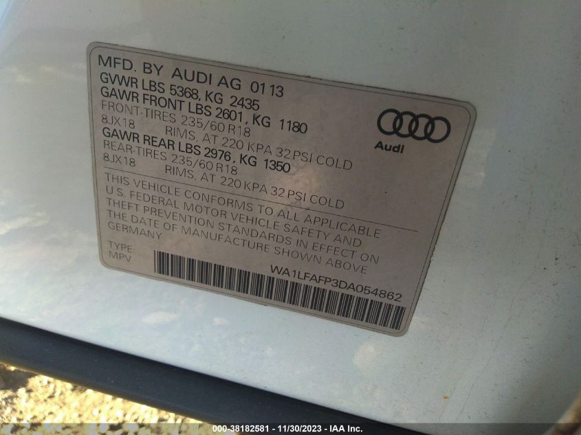 WA1LFAFP3DA054862 2013 AUDI Q5, photo no. 9