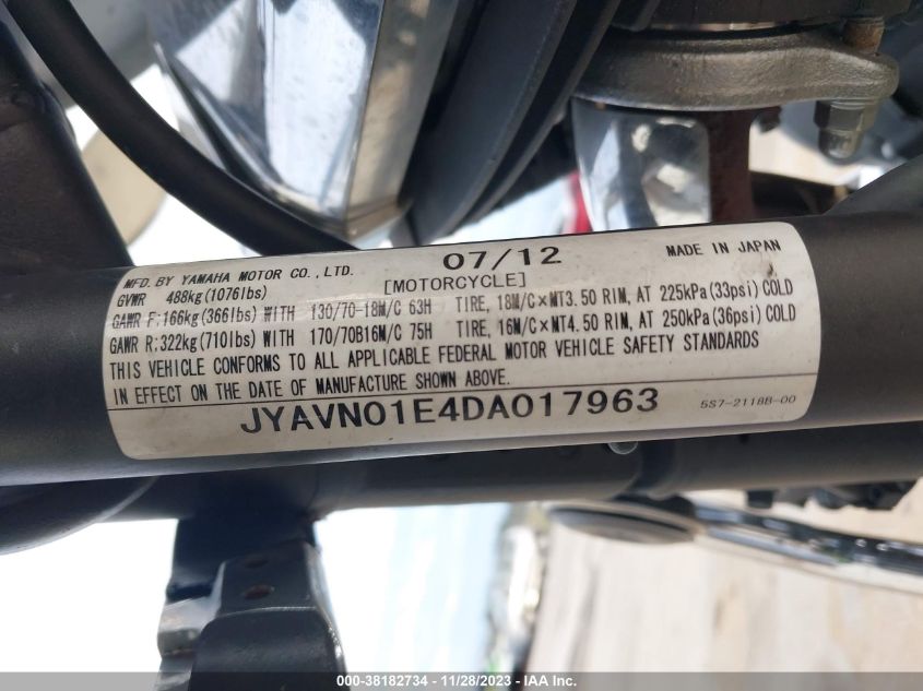 2013 YAMAHA XVS950 A/CT - JYAVN01E4DA017963