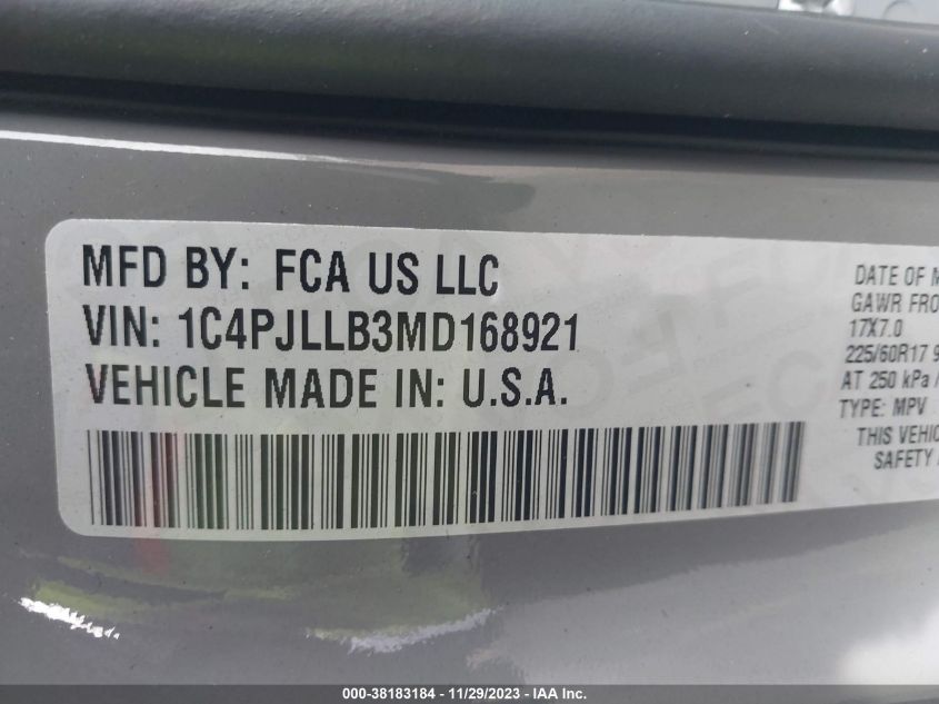 2021 JEEP CHEROKEE LATITUDE PLUS - 1C4PJLLB3MD168921