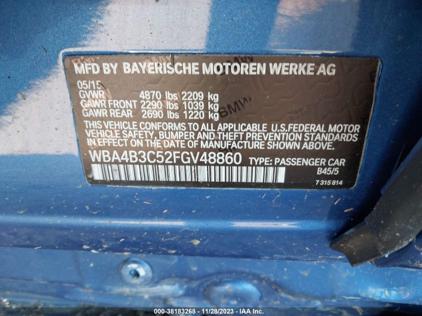 2015 BMW 435I GRAN COUPE XDRIVE WBA4B3C52FGV48860