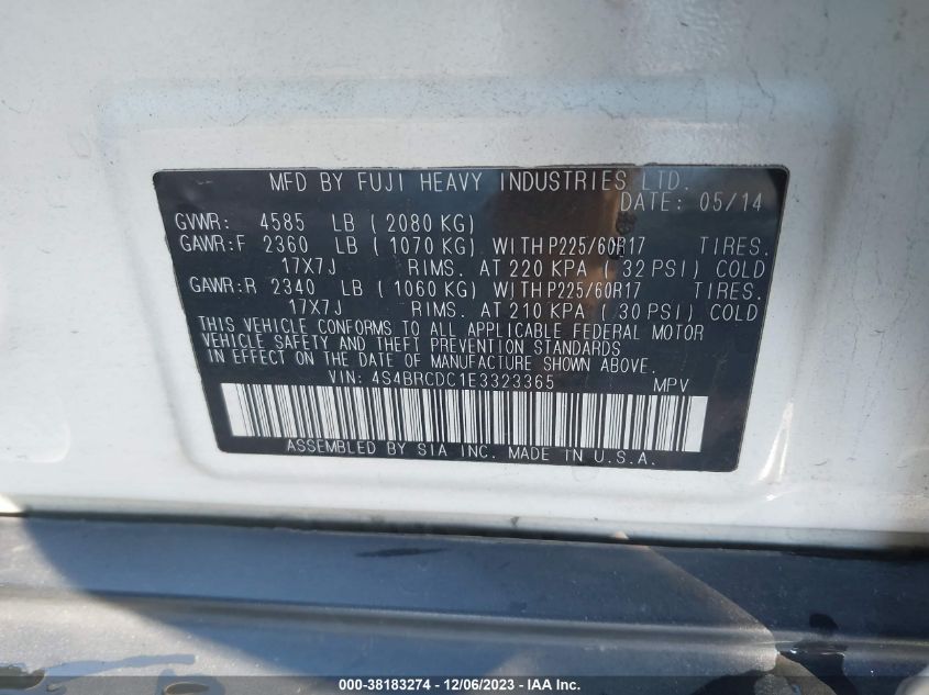 2014 SUBARU OUTBACK 2.5I PREMIUM - 4S4BRCDC1E3323365