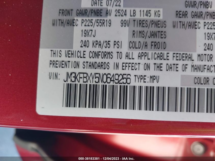 2022 MAZDA CX-5 SIGNATURE - JM3KFBXY5N0649256
