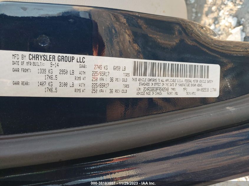 2015 DODGE GRAND CARAVAN AVP/SE - 2C4RDGBG9FR542548