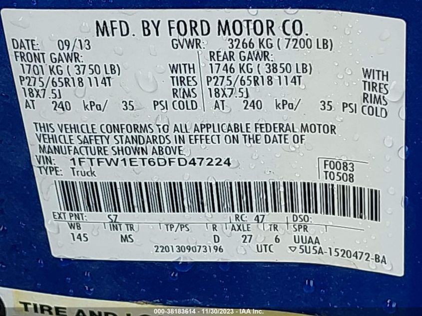 2013 FORD F-150 XLT - 1FTFW1ET6DFD47224